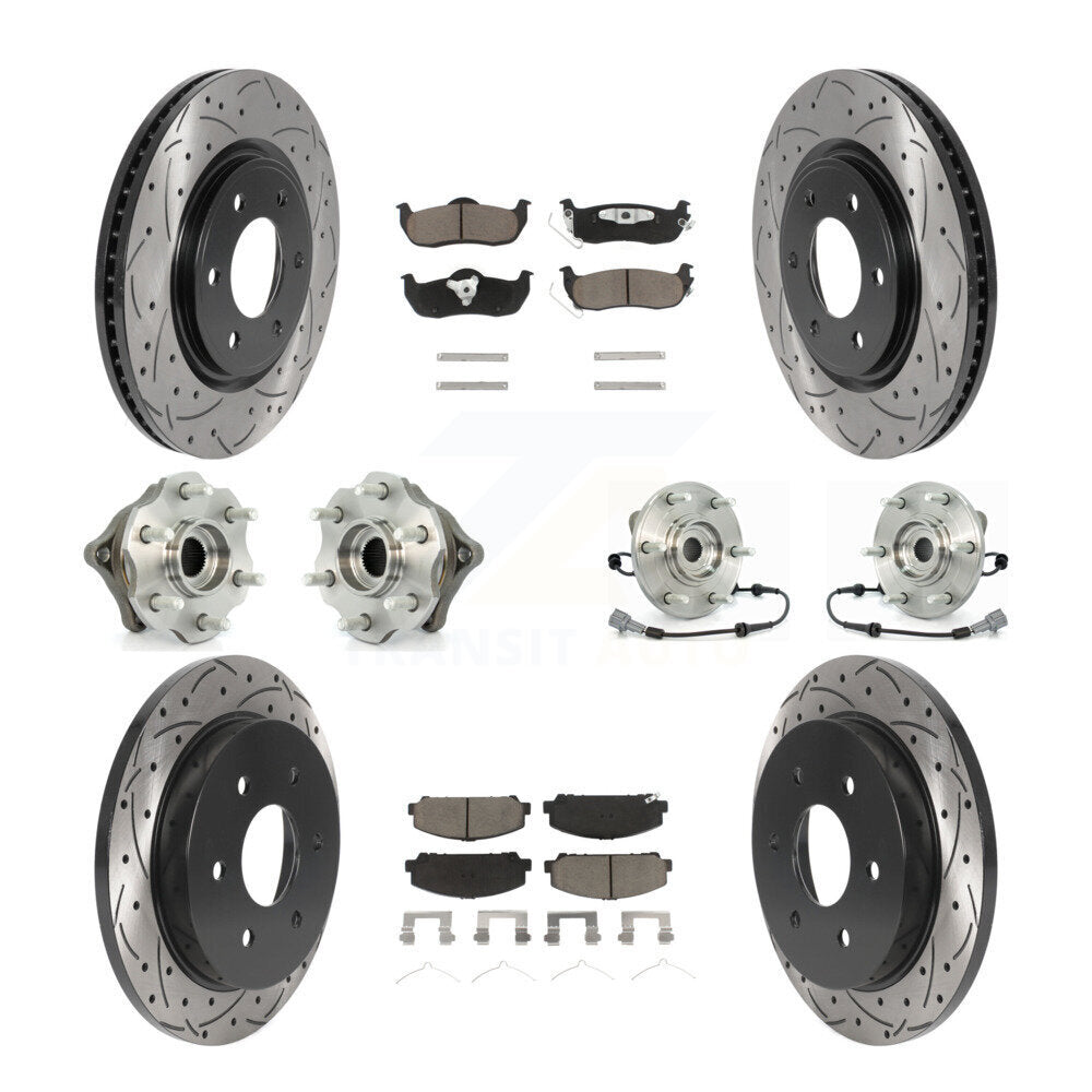 Hub Bearing Coated Disc Brake Rotor Pads Front Rear Kit (10Pc) For Nissan Armada