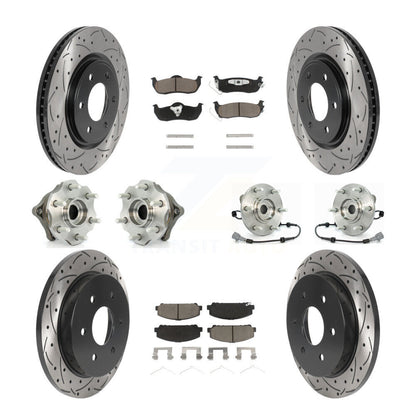 Hub Bearing Coated Disc Brake Rotor Pads Front Rear Kit (10Pc) For Nissan Armada