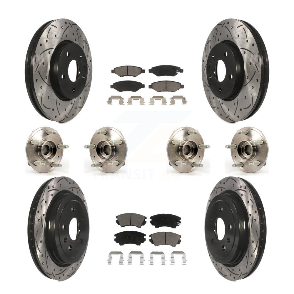 Hub Bearing Coated Brake Rotor & Pads Front Rear Kit (10Pc) For Chevrolet Camaro