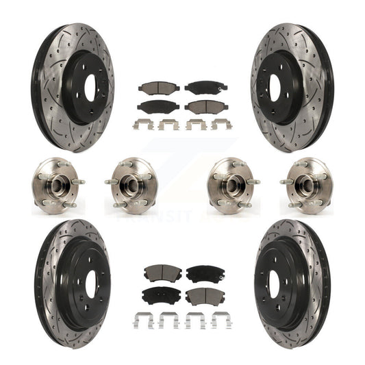 Hub Bearing Coated Brake Rotor & Pads Front Rear Kit (10Pc) For Chevrolet Camaro