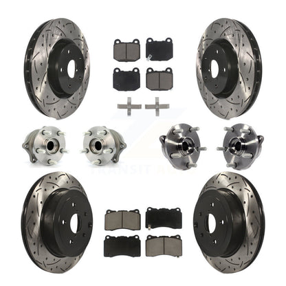 Hub Bearing Coated Brake Rotor Pads Front Rear Kit (10Pc) For Subaru Impreza WRX