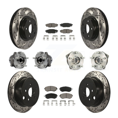 Hub Bearing Coated Disc Brake Rotor Pad Front Rear Kit (10Pc) For Subaru Impreza