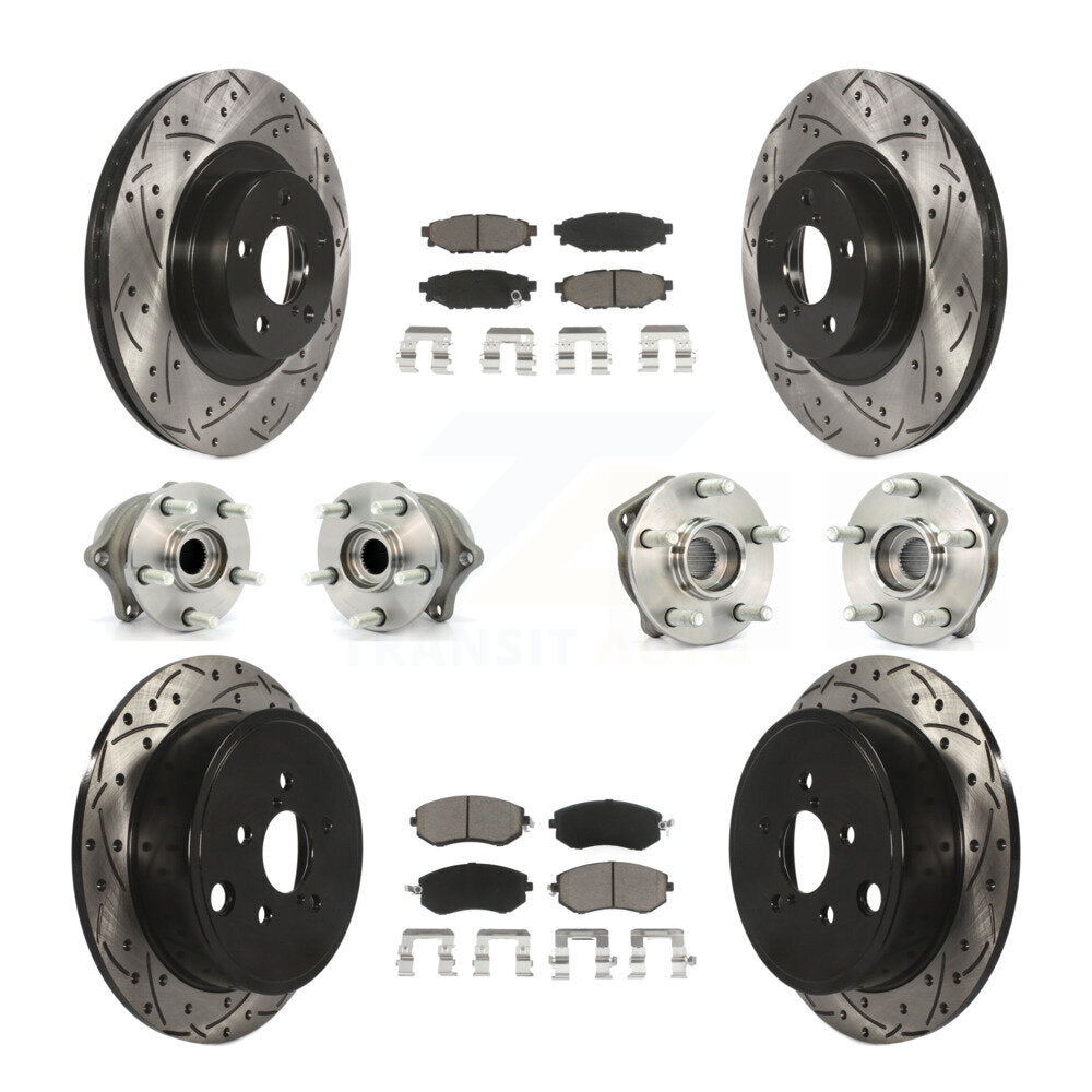 Hub Bearing Coat Brake Rotor Pad Front Rear Kit (10Pc) For Subaru Impreza Legacy