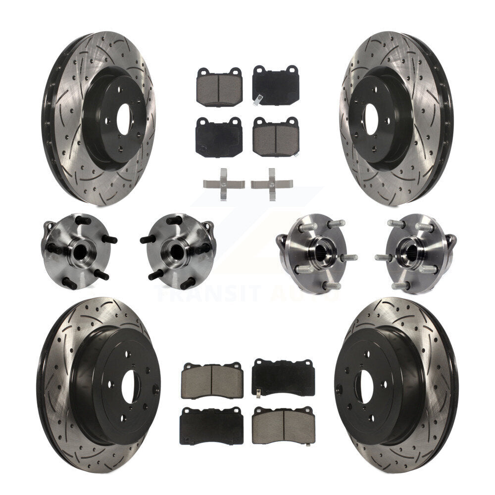Hub Bearing Coated Brake Rotor Pads Front Rear Kit (10Pc) For Subaru Impreza WRX