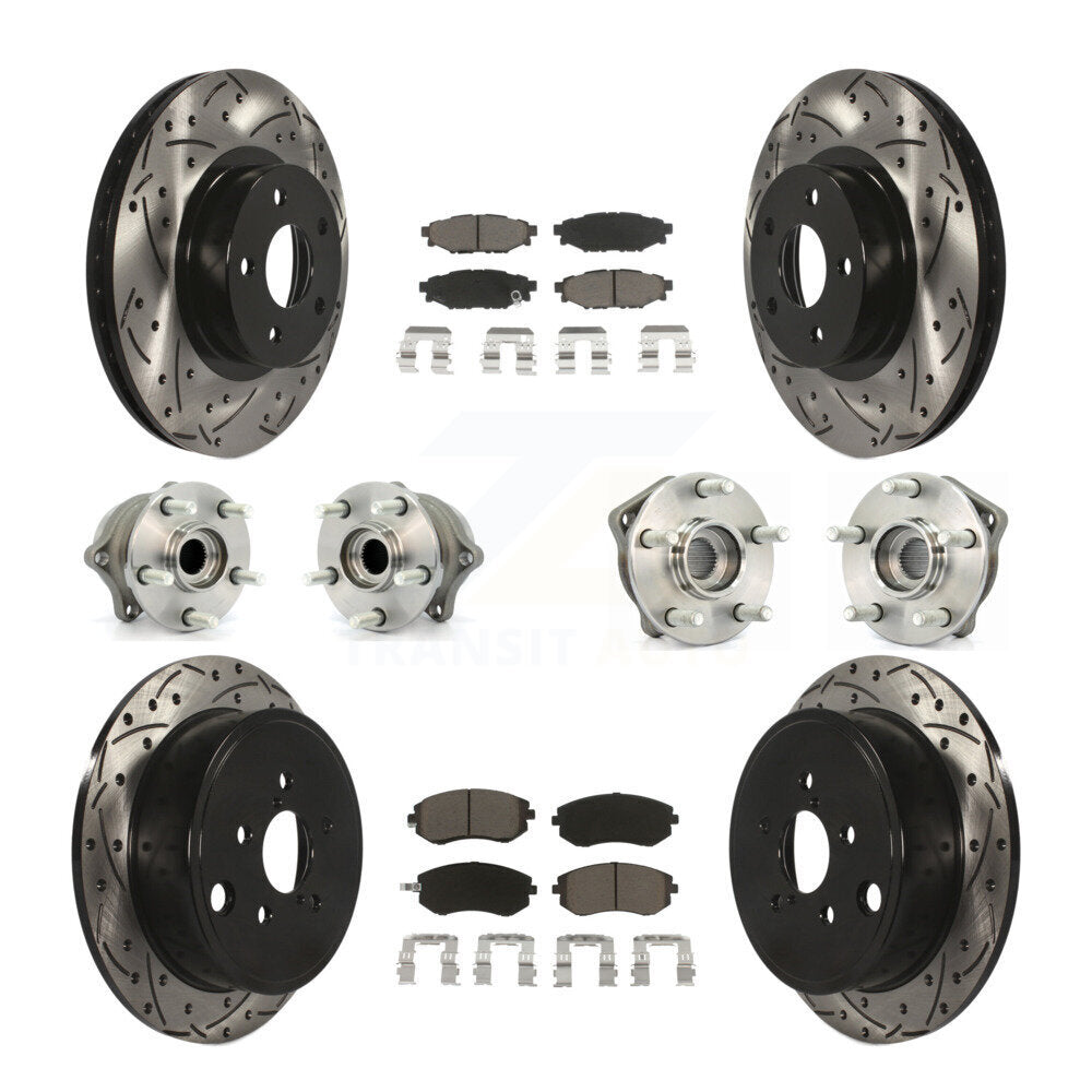 Hub Bearing Coated Disc Brake Rotor Pad Front Rear Kit (10Pc) For Subaru Impreza