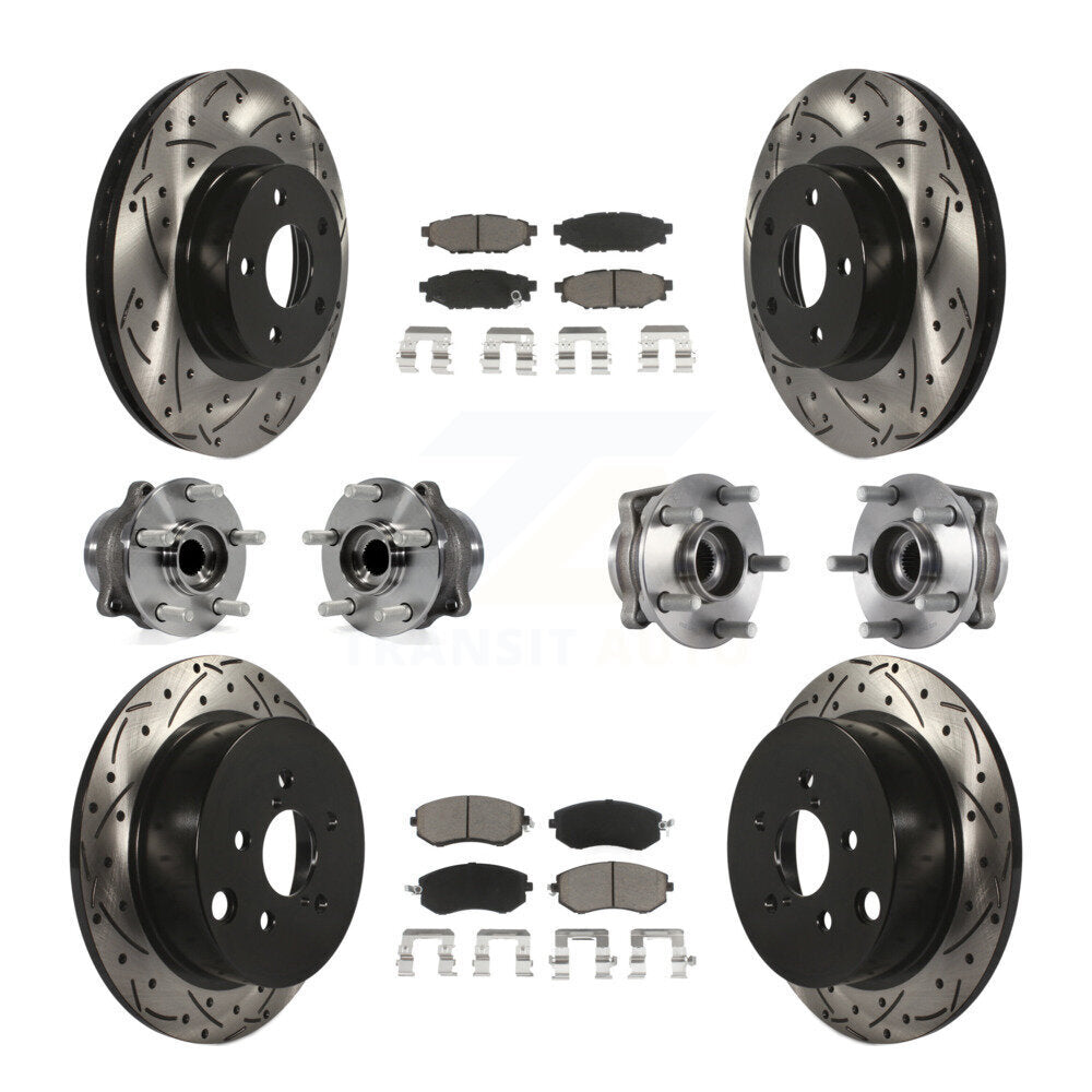 Hub Bearing Coated Disc Brake Rotor Pad Front Rear Kit (10Pc) For Subaru Impreza