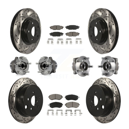 Hub Bearing Coated Disc Brake Rotor Pad Front Rear Kit (10Pc) For Subaru Impreza