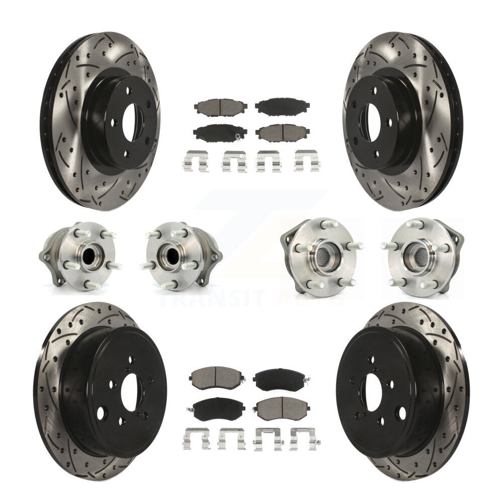 Hub Bearing Coated Disc Brake Rotor Pad Front Rear Kit (10Pc) For Subaru Impreza