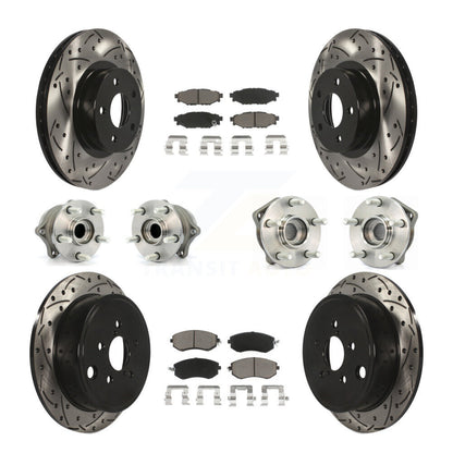 Hub Bearing Coated Disc Brake Rotor Pad Front Rear Kit (10Pc) For Subaru Impreza