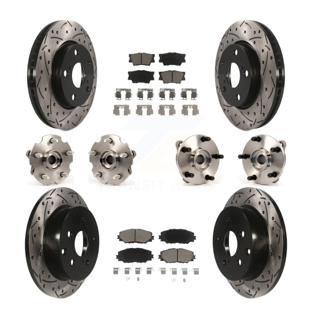 Hub Bearing Coated Disc Brake Rotor & Pads Front Rear Kit (10Pc) For Toyota RAV4