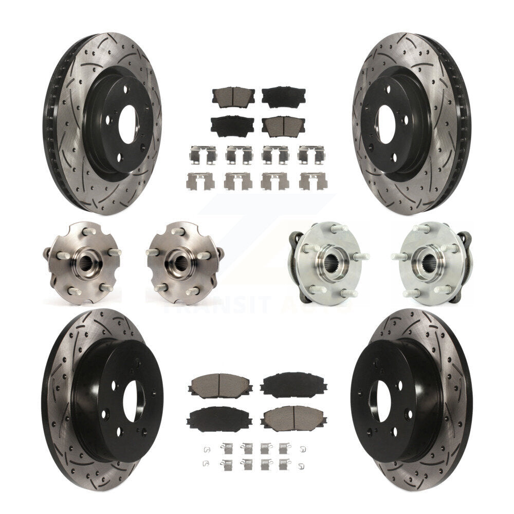 Hub Bearing Coated Disc Brake Rotor & Pads Front Rear Kit (10Pc) For Toyota RAV4