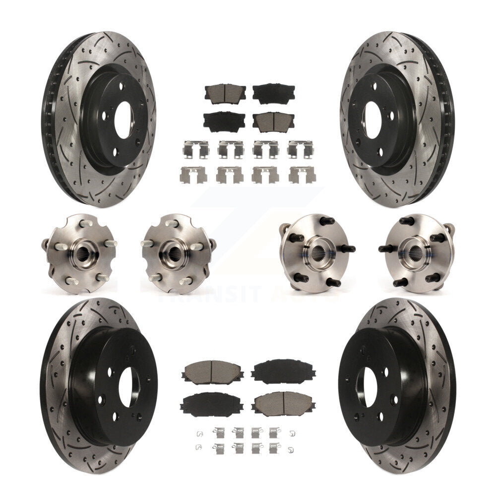 Hub Bearing Coated Disc Brake Rotor & Pads Front Rear Kit (10Pc) For Toyota RAV4