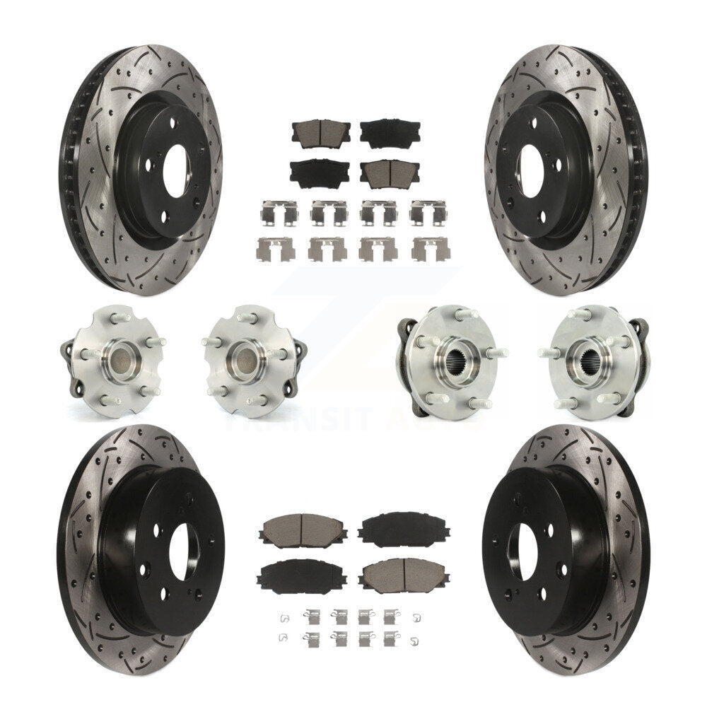 Hub Bearing Coated Disc Brake Rotor & Pads Front Rear Kit (10Pc) For Toyota RAV4
