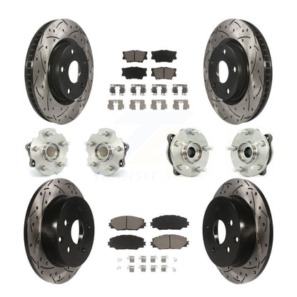 Hub Bearing Coated Disc Brake Rotor & Pads Front Rear Kit (10Pc) For Toyota RAV4