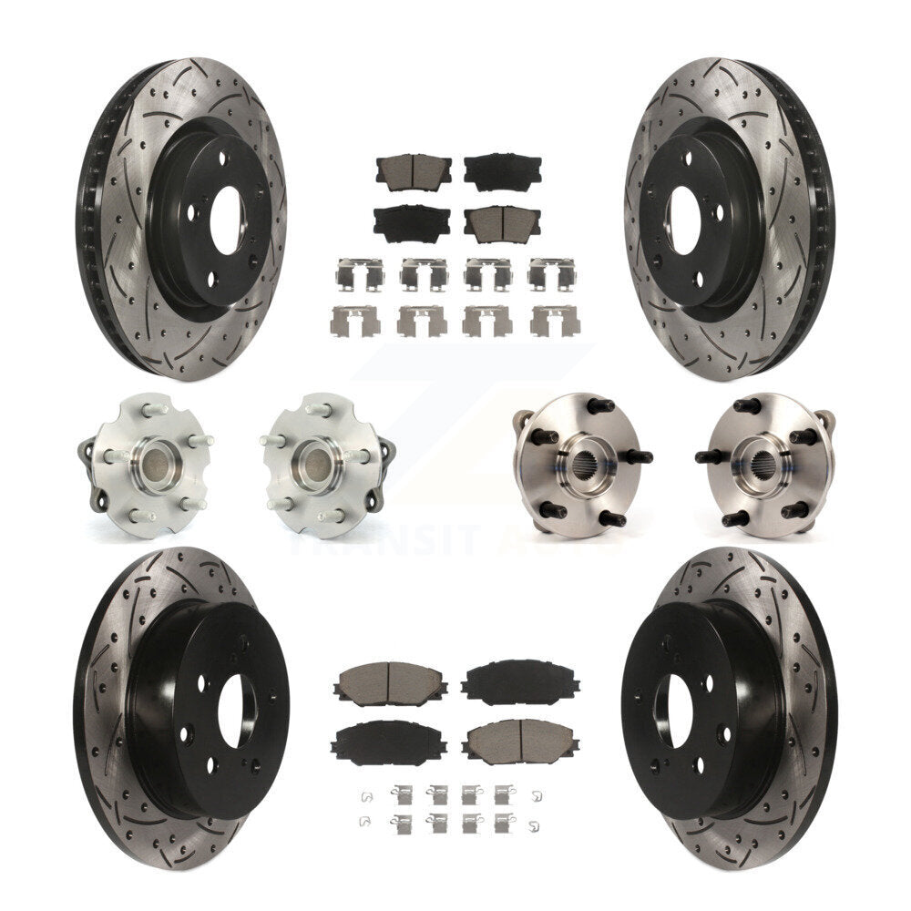 Hub Bearing Coated Disc Brake Rotor & Pads Front Rear Kit (10Pc) For Toyota RAV4