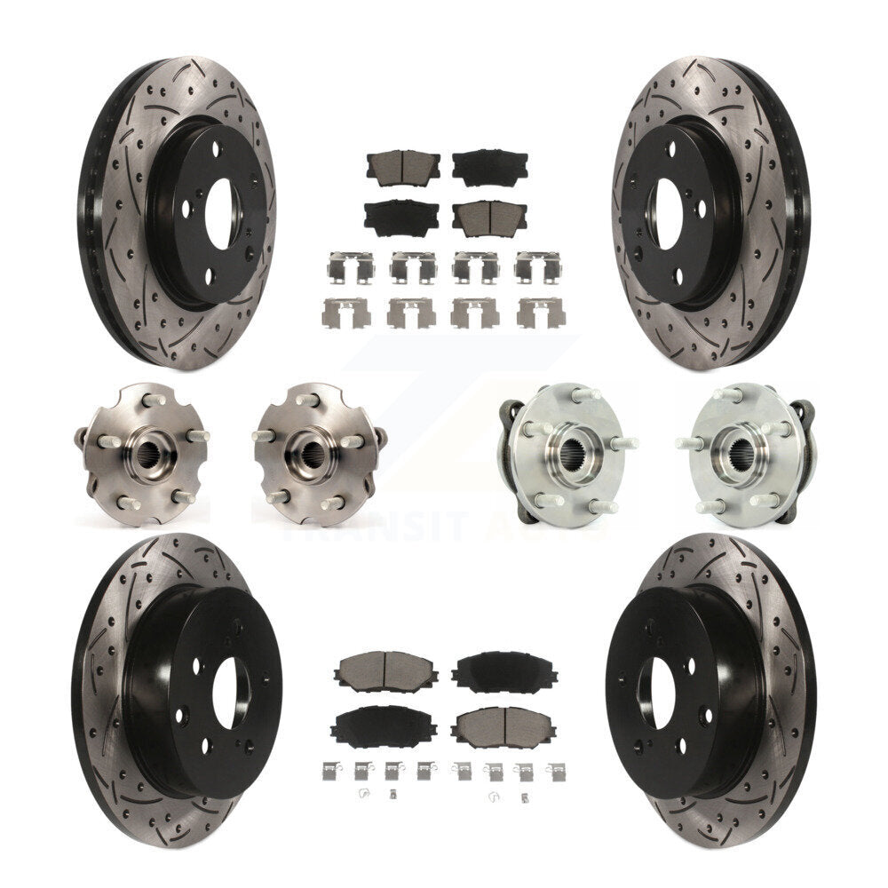 Hub Bearing Coated Disc Brake Rotor & Pads Front Rear Kit (10Pc) For Toyota RAV4