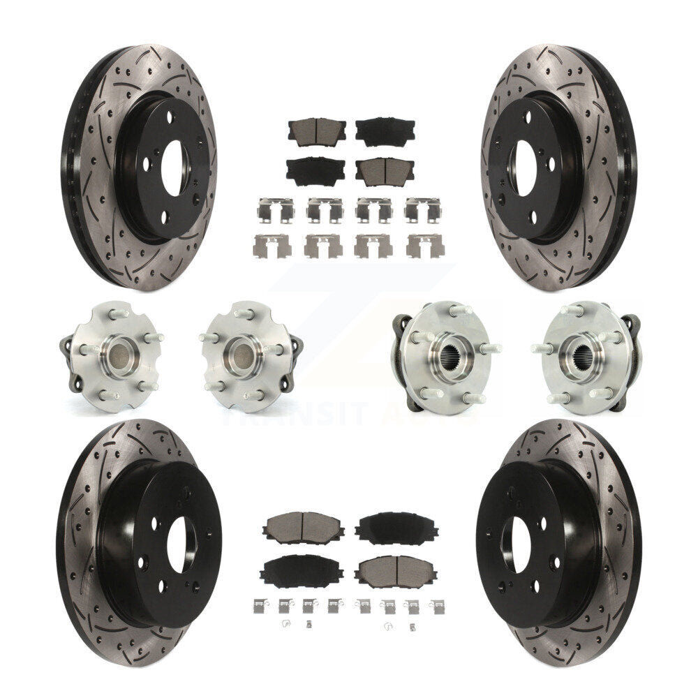 Hub Bearing Coated Disc Brake Rotor & Pads Front Rear Kit (10Pc) For Toyota RAV4