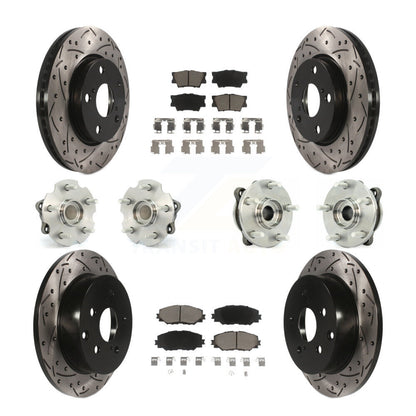Hub Bearing Coated Disc Brake Rotor & Pads Front Rear Kit (10Pc) For Toyota RAV4