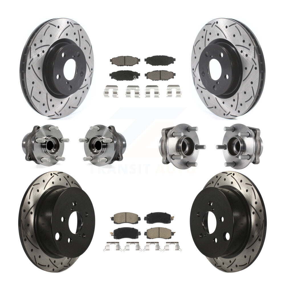 Hub Bearing Coated Disc Brake Rotor Pad Front Rear Kit (10Pc) For Subaru Impreza