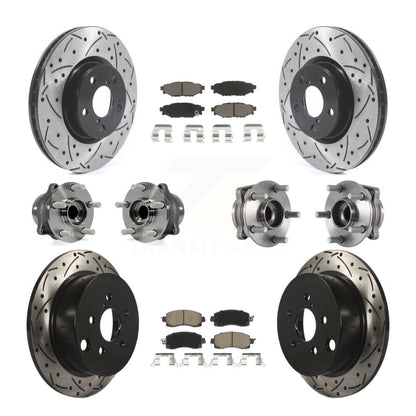 Hub Bearing Coated Disc Brake Rotor Pad Front Rear Kit (10Pc) For Subaru Impreza