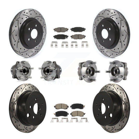 Hub Bearing Coated Brake Rotor & Pads Front Rear Kit (10Pc) For Subaru Crosstrek