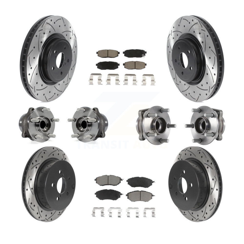 Hub Bearing Coat Brake Rotor Pads Front Rear Kit (10Pc) For Subaru Forester 2.0L