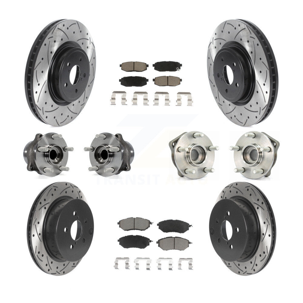 Hub Bearing Coat Brake Rotor Pads Front Rear Kit (10Pc) For Subaru Forester 2.0L