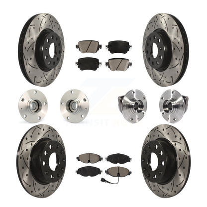 Hub Bearing Coated Disc Brake Rotor Pad Front Rear Kit (10Pc) For Volkswagen GTI