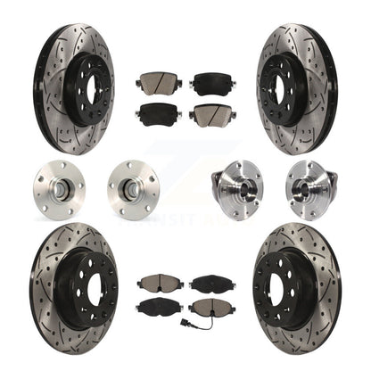 Hub Bearing Coated Brake Rotor And Pad Front Rear Kit (10Pc) For Volkswagen Golf