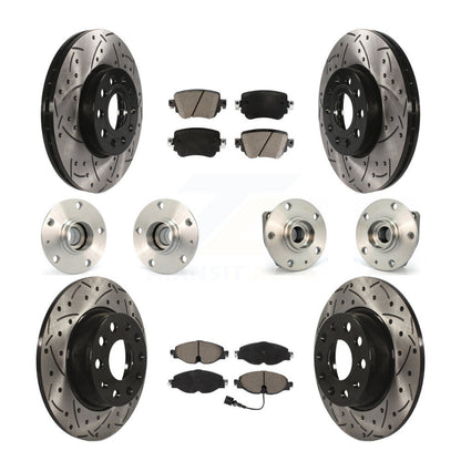 Hub Bearing Coated Brake Rotor And Pad Front Rear Kit (10Pc) For Volkswagen Golf