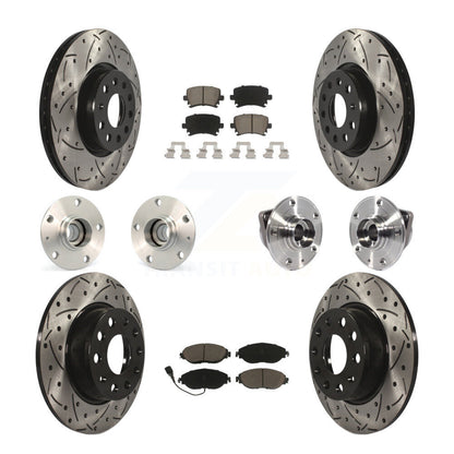 Hub Bearing Coated Disc Brake Rotor Pad Front Rear Kit (10Pc) For Volkswagen GTI