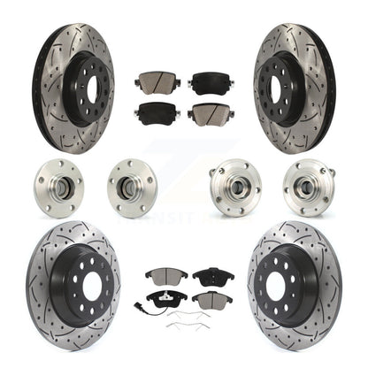Hub Bearing Coated Brake Rotor & Pad Front Rear Kit (10Pc) For 2016-2018 Audi Q3