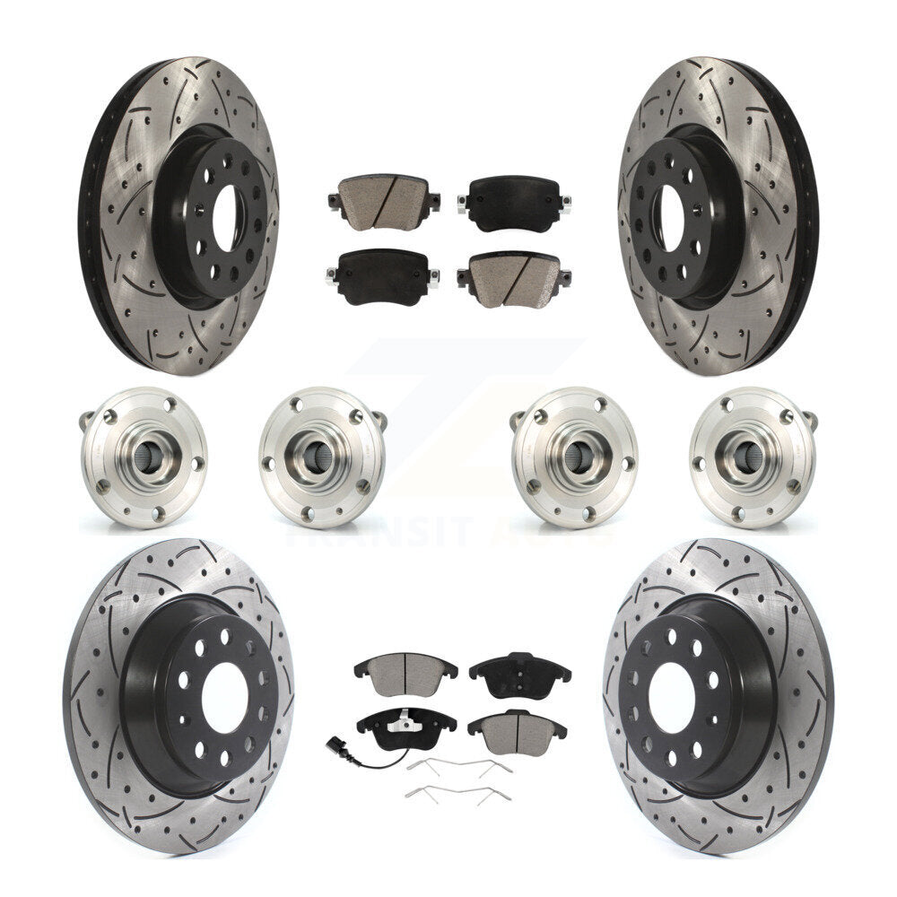 Hub Bearing Coated Brake Rotor And Pad Front Rear Kit (10Pc) For Audi Q3 Quattro
