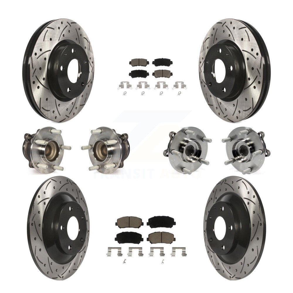 Hub Bearing Coat Brake Rotor Pads Front Rear Kit (10Pc) For 13-15 Mazda CX-5 FWD
