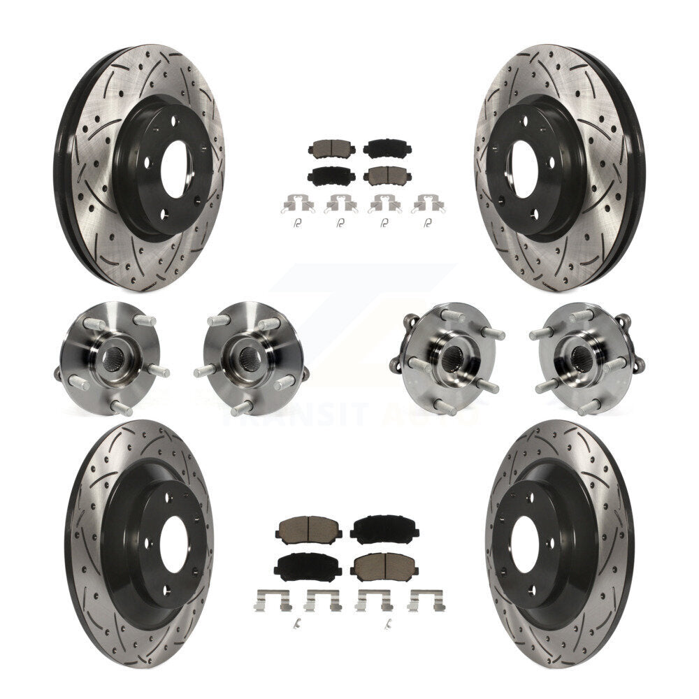Hub Bearing Coat Brake Rotor Pads Front Rear Kit (10Pc) For 13-15 Mazda CX-5 AWD