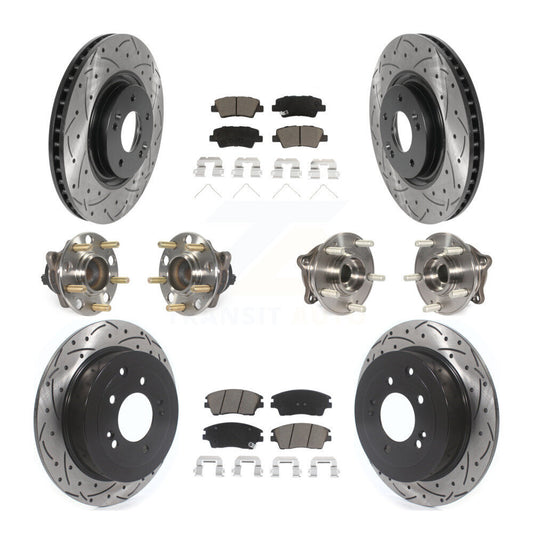 Hub Bearing Coated Disc Brake Rotor & Pad Front Rear Kit (10Pc) For Kia Sportage