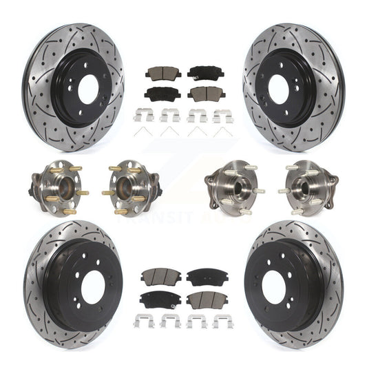 Hub Bearing Coated Brake Rotor Pads Front Rear Kit (10Pc) For Hyundai Tucson Kia