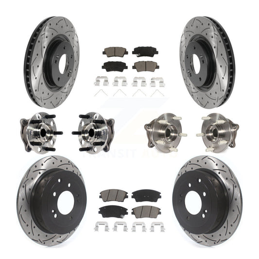 Hub Bearing Coated Disc Brake Rotor & Pad Front Rear Kit (10Pc) For Kia Sportage