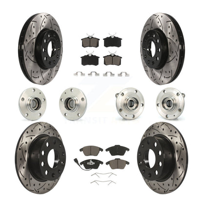 Hub Bearing Coated Brake Rotor & Pads Front Rear Kit (10Pc) For Volkswagen Jetta