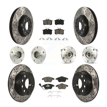 Hub Bearing Coated Brake Rotor & Pads Front Rear Kit (10Pc) For Volkswagen Jetta