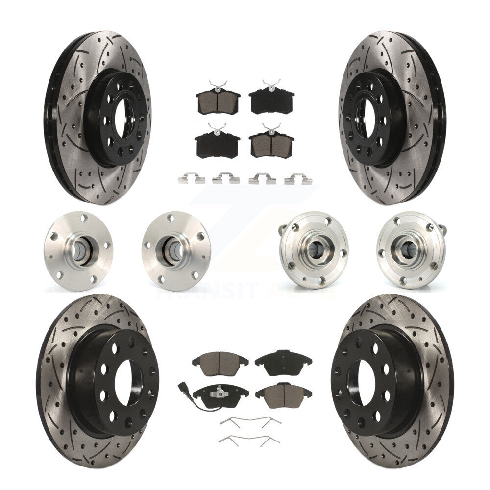 Hub Bearing Coated Brake Rotor & Pad Front Rear Kit (10Pc) For Volkswagen Beetle