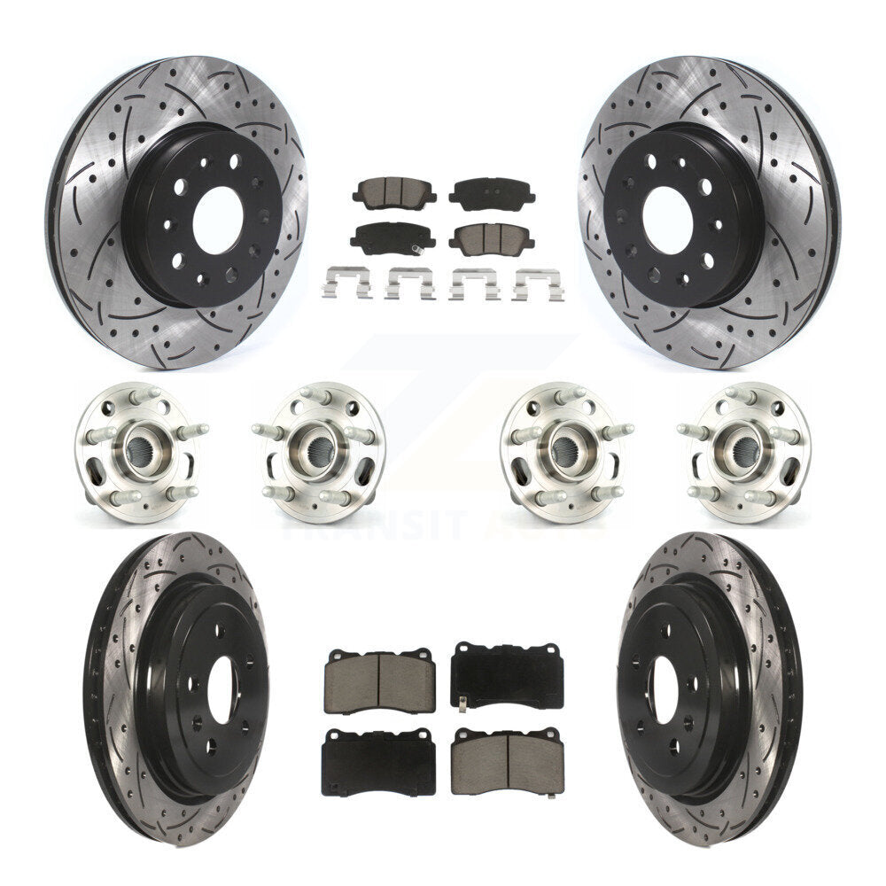 Hub Bearing Coated Disc Brake Rotor & Pad Front Rear Kit (10Pc) For Cadillac CTS