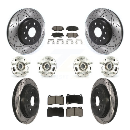 Hub Bearing Coated Disc Brake Rotor & Pad Front Rear Kit (10Pc) For Cadillac CTS