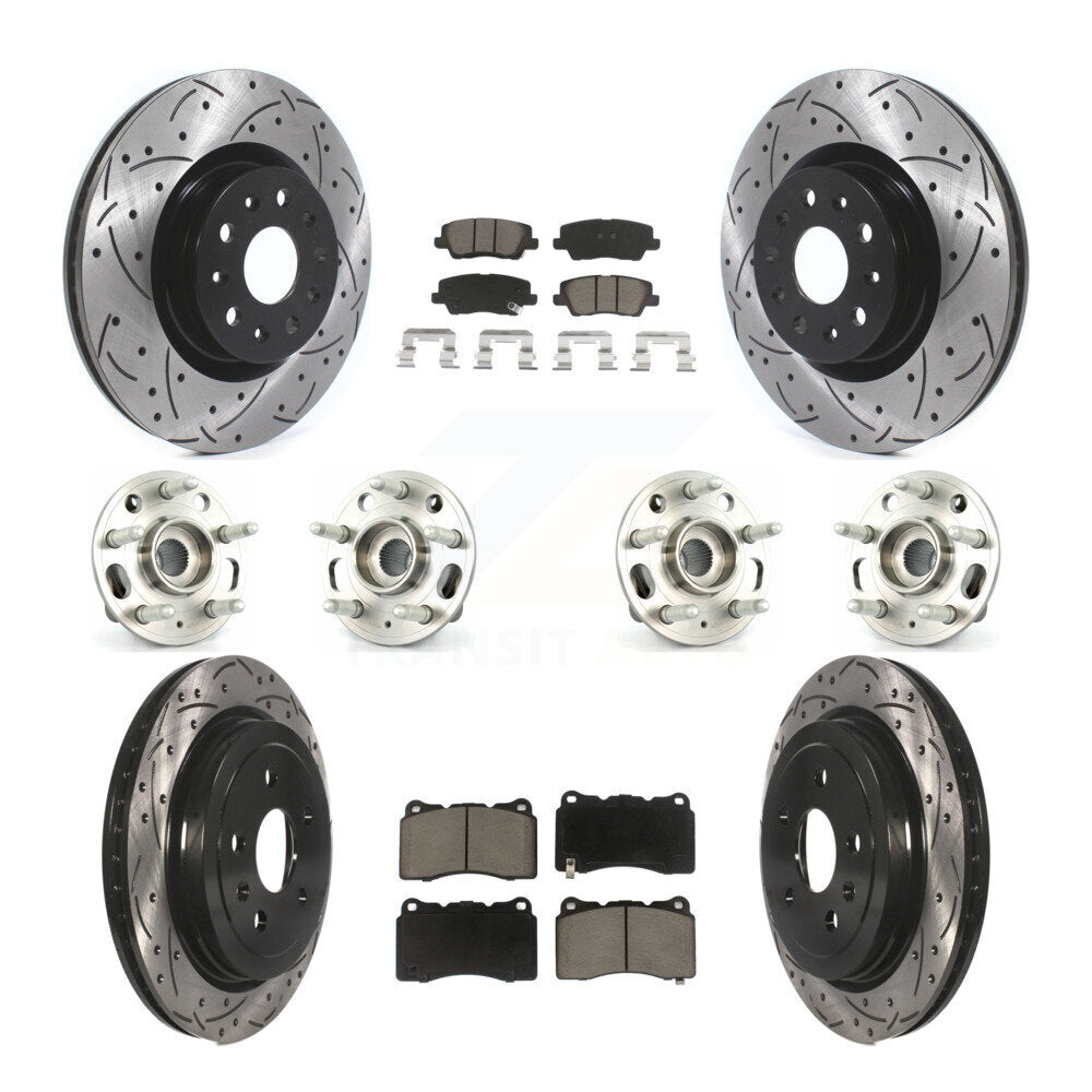 Hub Bearing Coated Disc Brake Rotor & Pad Front Rear Kit (10Pc) For Cadillac CTS