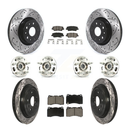 Hub Bearing Coated Disc Brake Rotor & Pad Front Rear Kit (10Pc) For Cadillac CTS