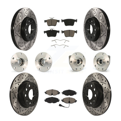 Hub Bearing Coated Brake Rotor & Pad Front Rear Kit (10Pc) For Volkswagen e-Golf