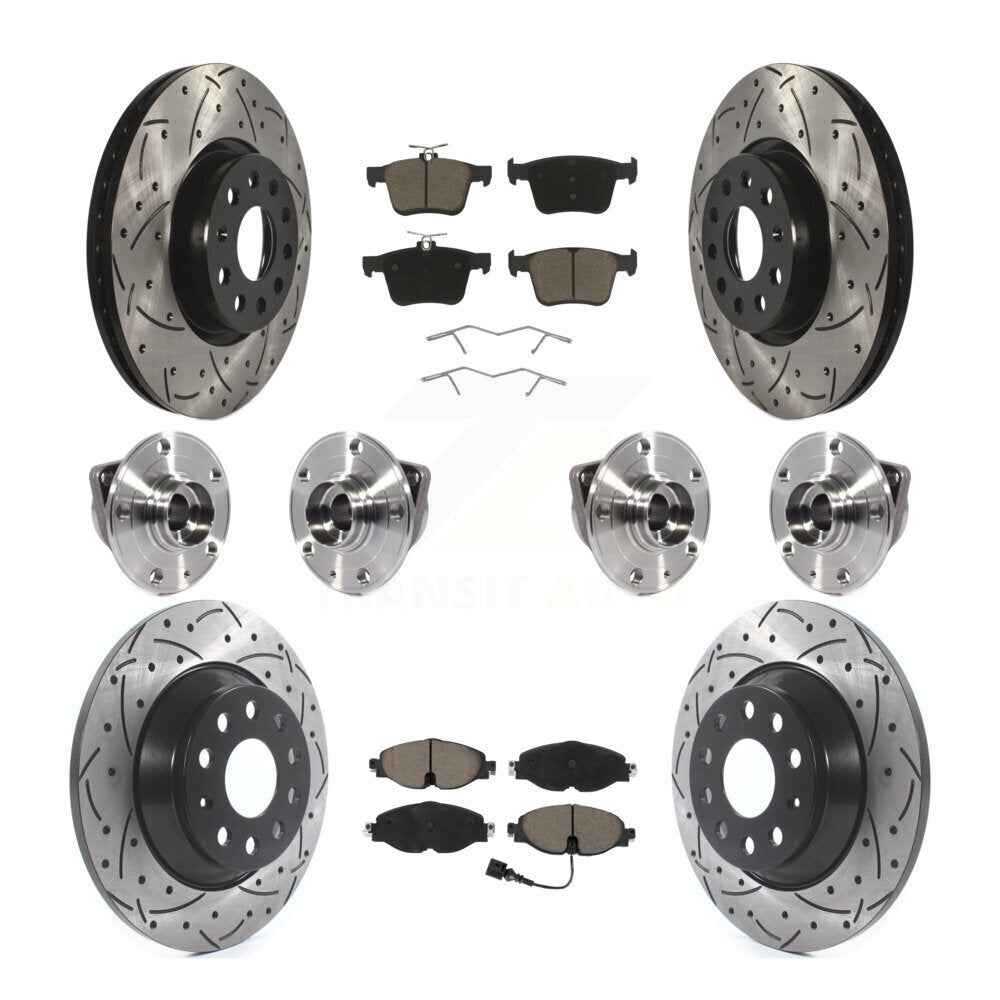 Hub Bearing Coated Brake Rotor And Pad Front Rear Kit (10Pc) For Audi TT Quattro