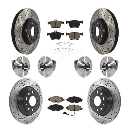 Hub Bearing Coated Brake Rotor And Pad Front Rear Kit (10Pc) For Audi TT Quattro
