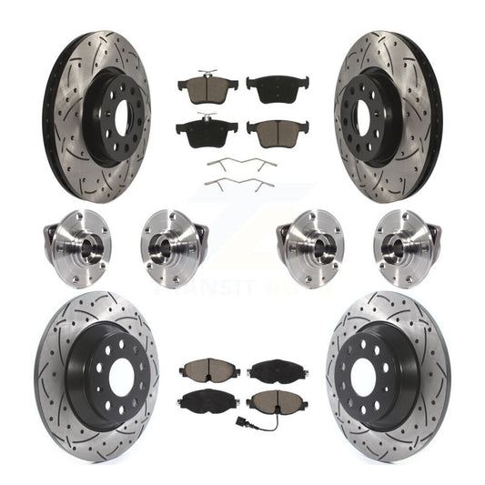 Hub Bearing Coated Brake Rotor And Pad Front Rear Kit (10Pc) For Audi TT Quattro