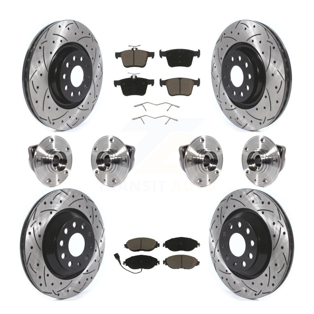 Hub Bearing Coated Brake Rotor Pads Front Rear Kit (10Pc) For Audi Q3 Volkswagen